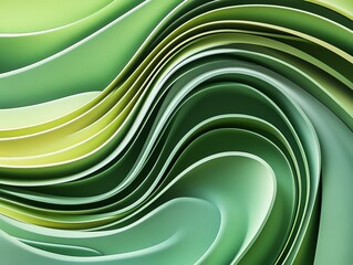 Poster - Swirling Green and Yellow Waves Create a Mesmerizing Abstract Pattern in a Fluid Design