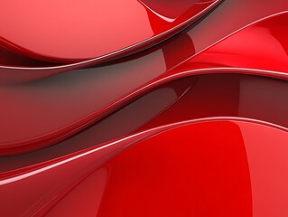 Poster - Abstract Design Showcasing Flowing Red Curves With Glossy Surfaces and Dynamic Shapes Created in a Modern Artistic Style