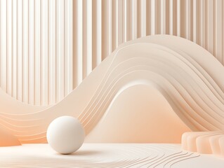 Poster - Abstract Architectural Design Featuring Soft Curves and a Spherical Object in a Warm, Neutral Palette
