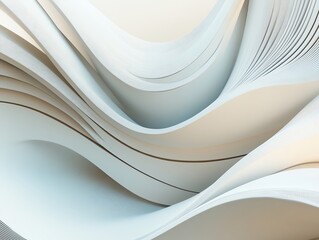 Poster - Abstract Waves of White Paper Creating a Serene Visual Effect in a Minimalist Environment