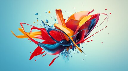 Poster - Colorful Abstract Paint Splash Creating Dynamic Movement on a Light Background