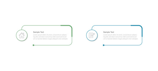 Wall Mural - 2 Steps Infographics Design Template - Graph, Pie chart, workflow layout, squire diagram, brochure, report, presentation, web design Editable Vector illustration on white background