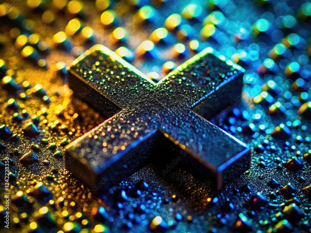 Side Cross Texture High-resolution macro shot: a dark cross's detailed texture dominates ...