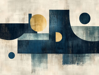 Poster - Abstract shapes and lines in neutral and blue tones