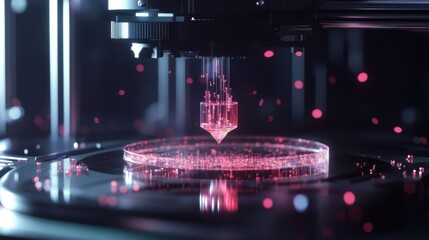Poster - futuristic bioprinting machine creating artificial organs using innovative 3d printing technology wi