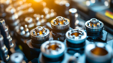Poster - Close-up of advanced battery technology in a lab showcasing innovative designs research tools and high-tech materials