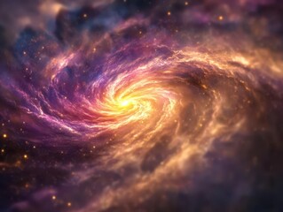 Wall Mural - swirling cosmic nebula with vibrant purple and teal clouds, illuminated by countless stars, creating