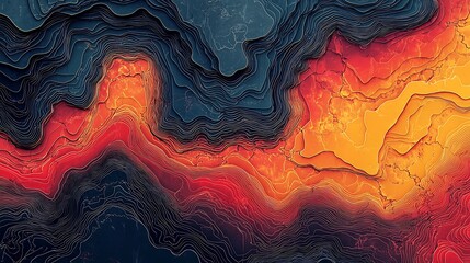 Wall Mural - a retro grainy topographical abstract heatmap, ideal for visualizing geographic data with a vintage 