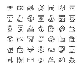 Aufkleber - Payment icons. Outline symbols collection. Premium vector line icons set