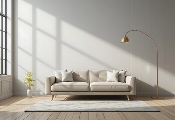 Wall Mural - Modern Living Room Interior Design with Beige Sofa