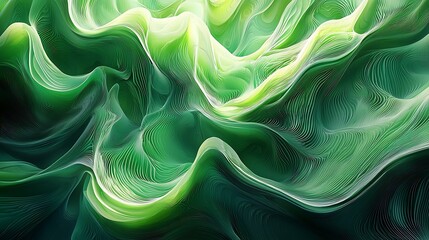 Wall Mural - a seamless, modern abstract background featuring green swirls that flow in a futuristic , generated 