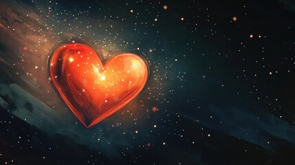 Wall Mural - Celestial Heart Glowing Brightly In The Cosmos