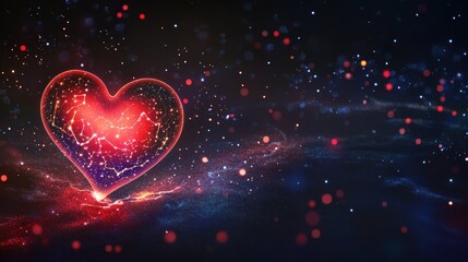 Wall Mural - Celestial Heart Cosmic Love Glowing Sparkles