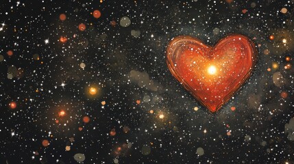 Wall Mural - Cosmic Heart In A Starry Night Sky