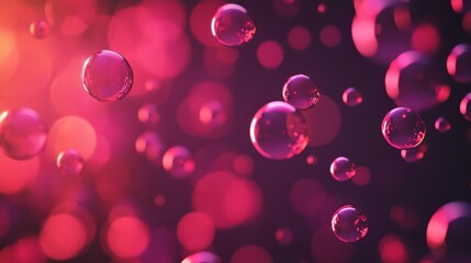 Wall Mural - Pink Bubbles Floating in Dark Background