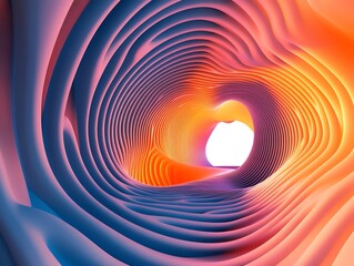 Poster - Vibrant Abstract Tunnel With Flowing Curves Illuminated by Warm Light at the End
