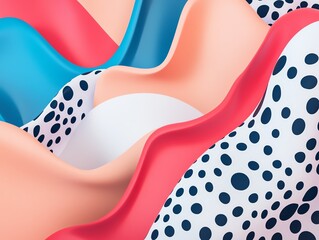 Poster - Colorful Wavy Patterns With Varying Textures and Polka Dots in a Modern Abstract Design