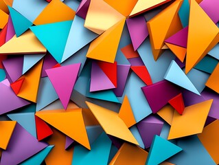 Poster - Colorful Geometric Shapes Create an Abstract Pattern Made of Paper in Bright Hues for Artistic Design