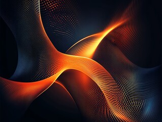 Poster - Abstract Waves of Orange and Blue Light Create Dynamic Patterns in a Dark Background Illustrating Energy and Motion