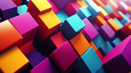 Poster - Colorful Geometric Shapes Create an Abstract Pattern in Vibrant Hues at an Exhibition