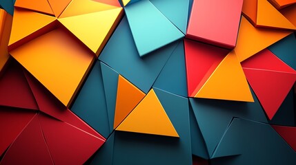 Poster - Colorful Geometric Pattern Showcasing Vibrant Triangles and Contrasting Colors in a Modern Design