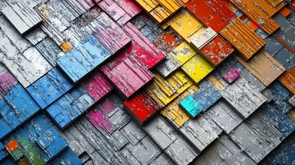 Poster - Abstract Representation of Vibrant Colors and Textures Merging Intricately on a Textured Surface