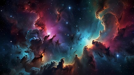 Wall Mural - colorful space galaxy cloud nebula. stary night cosmos backgroud