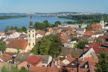 Wall Mural - Panoramic view of Zemun from Gardos Tower to old historical town. Belgrade, Serbia