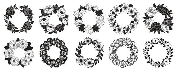 Wall Mural - elegant decorative floral wreaths, vector element set