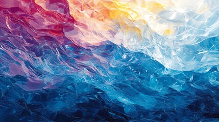Poster - Colorful Abstract Waves in a Vibrant Gradient With Striking Patterns of Light and Shadow