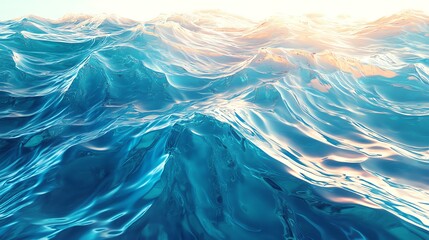 Poster - Beautiful Ocean Waves Reflecting Sunlight at Sunset Create a Tranquil and Mesmerizing Seascape Experience
