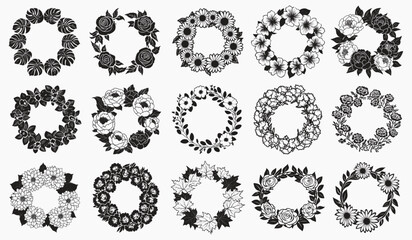 Wall Mural - elegant decorative floral wreaths, vector element set