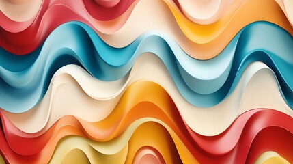 Poster - Colorful Wavy Patterns Create a Vibrant Abstract Design Showcasing Layers and Textures in Bright Hues