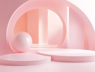 Poster - Creative Studio Space With Soft Pink Tones and Geometric Shapes for Art Projects or Photography