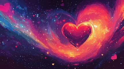 Wall Mural - Cosmic Heart Nebula Swirling Starry Love