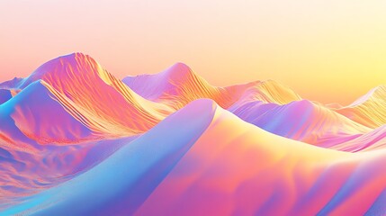 Poster - Vibrant Landscape of Abstract Mountains During Sunrise Showcasing Colorful Gradients and Smooth Contours