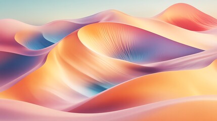 Poster - Colorful Abstract Landscape With Flowing Curves and Soft Gradients at Dawn