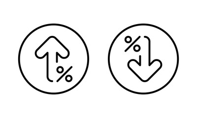 Poster - Percent arrow up and down outline icon on circle line