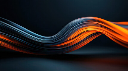 Wall Mural - Energetic wavy light trails in vibrant orange and blue colors create dynamic visual effect. smooth flow and high realism evoke sense of movement and creativity