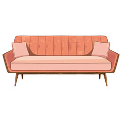 Canvas Print - Retro mid-century modern sofa illustration furniture design vector