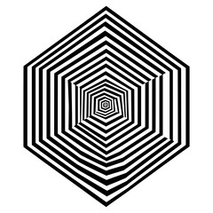 Poster - hexagon flat line illusion pattern lines black vector