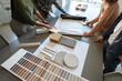© Alvaro Lavin/Stocksy - Architects choosing material samples for building design