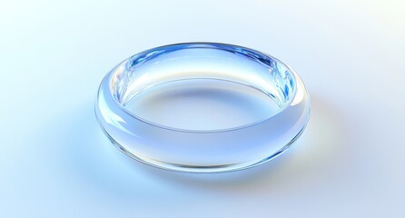 Wall Mural - Translucent blue glass ring on white background. (1)