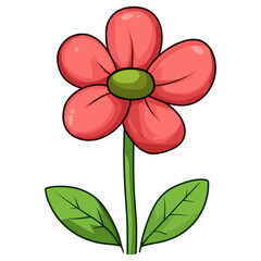 Canvas Print - Playful and vibrant flat vector flower illustration cartoon vector