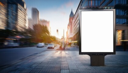 Blank billboard on the street. White blank screen billboard in the city for new product or presentation with empty space 