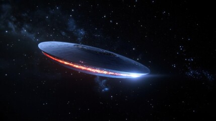 Wall Mural - mysterious ufo hovering in the vastness of deep space at night