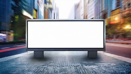 Blank billboard on the street. White blank screen billboard in the city for new product or presentation with empty space 