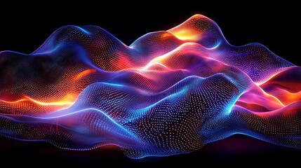 Wall Mural - a swirling, iridescent holographic wave in motion, rendered in neon shades that shift fluidly for a 