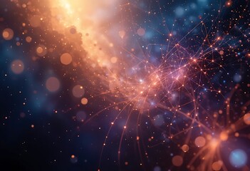Poster - Abstract Network Connections Glowing Brightly In Space