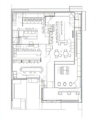 Fototapete - Restaurant Floor Plan Design: Blueprint of a Modern Eatery.